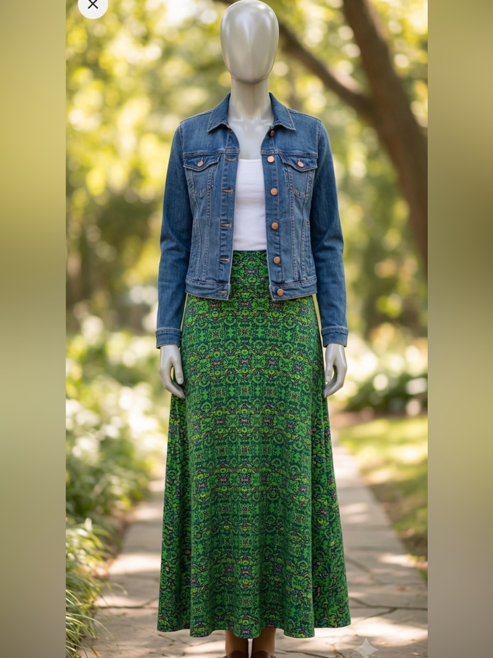 NWT LuLaRoe Boho Green Aztec Print Maxi Skirt Size XS G